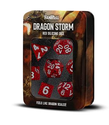 Dragon Storm Sharp Edge Silicone Dice Set Red Dragon Scales (7)