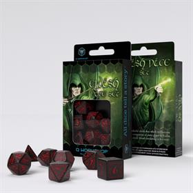 Elven Black/red Dice Set