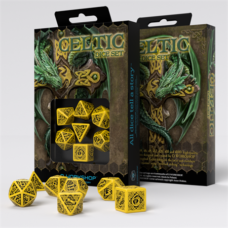 Q-Workshop Celtic Dice Set Yellow - Black