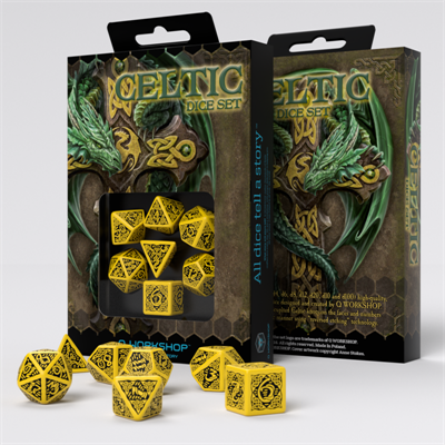 Q-Workshop Celtic Dice Set Yellow - Black