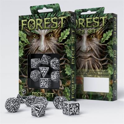 Forest 3d White & Black Dice Set (7)