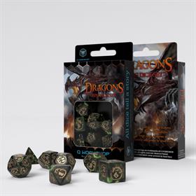 Dragons Bottle Green & Gold Dice Set (7)