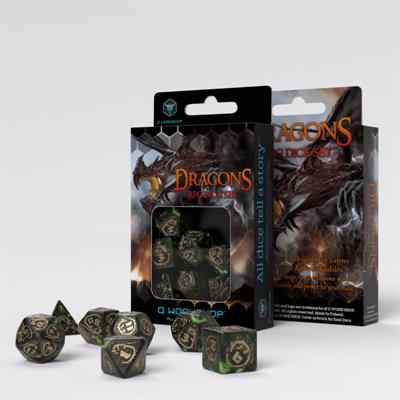 Dragons Bottle Green & Gold Dice Set (7)