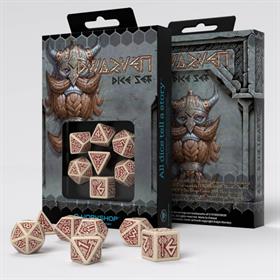 Dwarven Beige & Burgundy Dice Set (7)