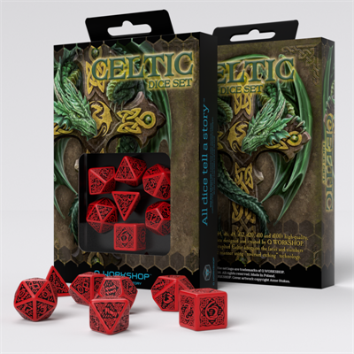Celtic 3d Revised Red & Black Dice Set (7)