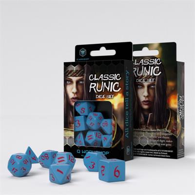 Classic Runic Blue & Red Dice Set (7)