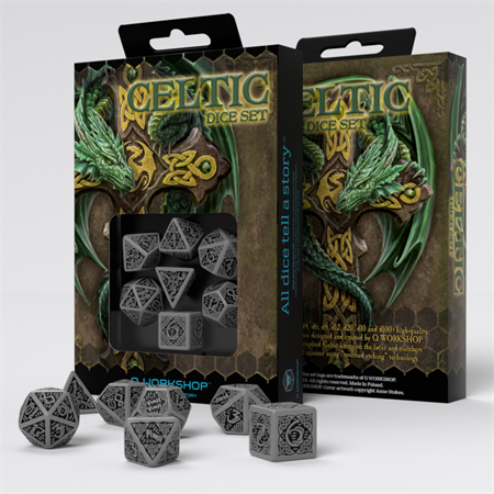 Celtic 3d Revised Gray & Black Dice Set (7)