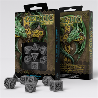 Celtic 3d Revised Gray & Black Dice Set (7)