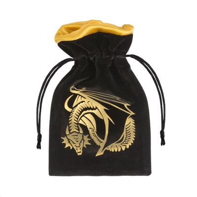 Dragon Black & Golden Velour Dice Bag