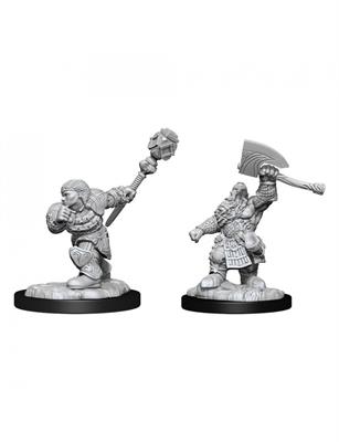 Mtg Unpainted Miniature Dwarf Fighter & Dwarf Cleric