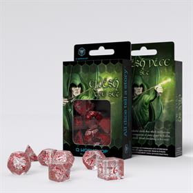 Elvish Translucent & red Dice Set